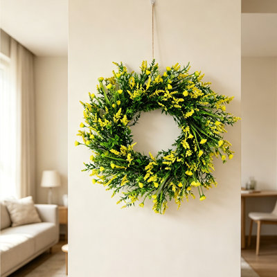 1 couronne de lavande artificielle réaliste - 1 couronne de fleurs artificielles nécessitant peu d'entretien pour une utilisation intérieure / extérieure toute l'année
