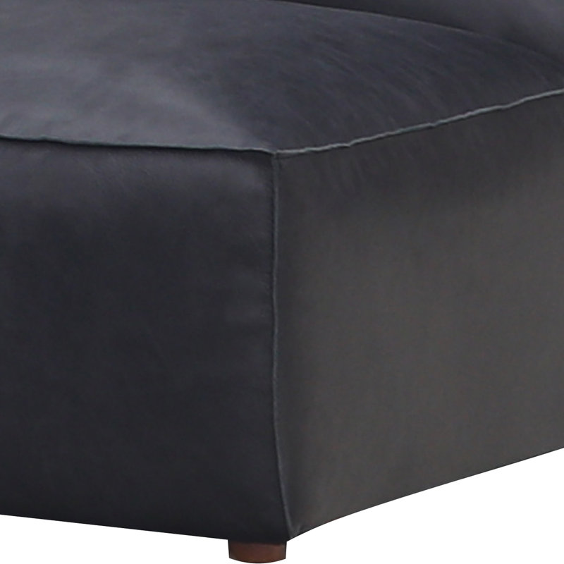 Foley Genuine Leather Slipper Chair, Black Top Grain Leather