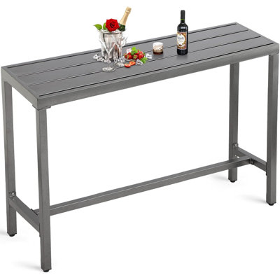 Outdoor Patio Counter Height Bar Table, 55" Rectangle For Patio, Garden, Yard, Balcony, Poolside (gray)