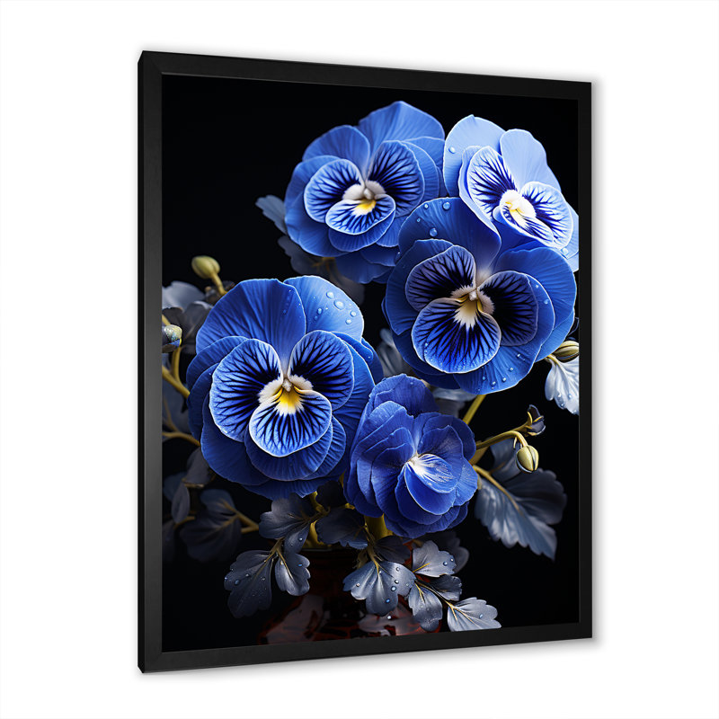 Minuit Indigo Pansy Wonders II, H 44 po x l 34 po x P 1,5 po, Cadre simple noir