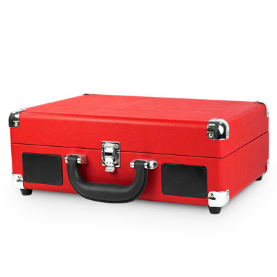 Bluetooth Suitcase Decorative Record Player with 3-Speed Turntable