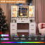 Grand ensemble de coiffeuse éclairée avec lumières RVB réglables et station de charge, coiffeuse avec miroir et grand rangement-1711438582