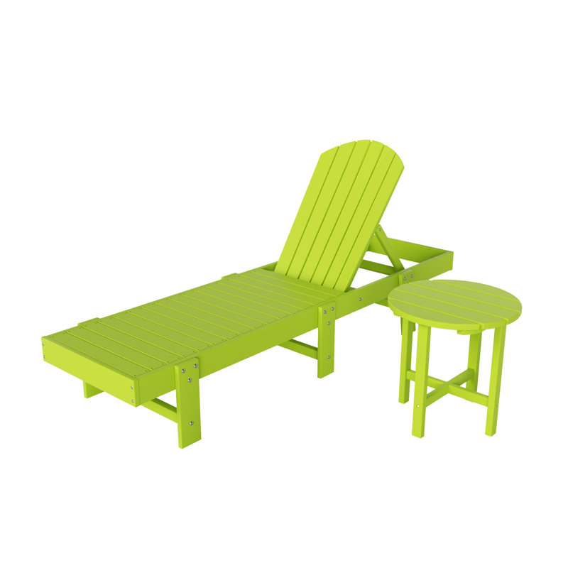 Altura Outdoor Chaise Lounge with Table, Lime Yellow