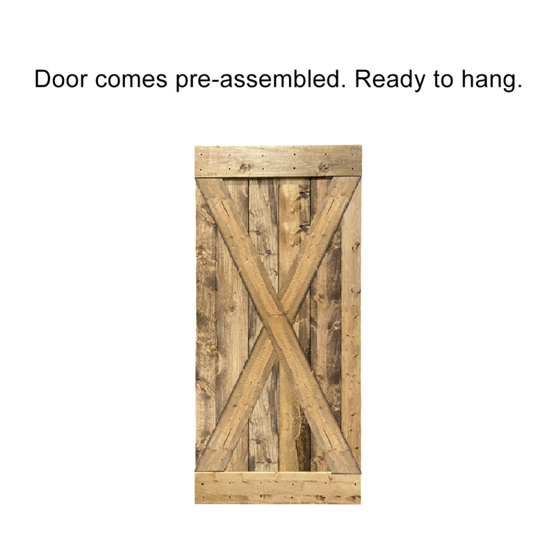 Porte de grange à panneaux en bois et métal X Series sans trousse de quincaillerie d'installation, 42 po x 84 po