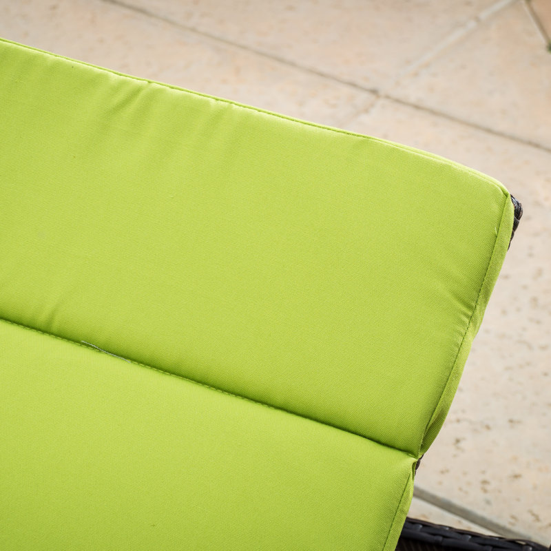 Ardoin Outdoor Chaise Lounge Set with Table , Cushion Included, Green