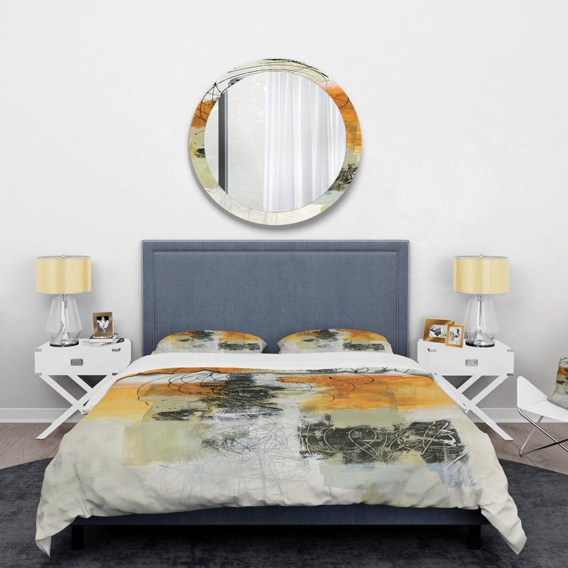Composition abstraite de jaune et noir glamour - ensemble de housse de couette moderne - microfibre de polyester