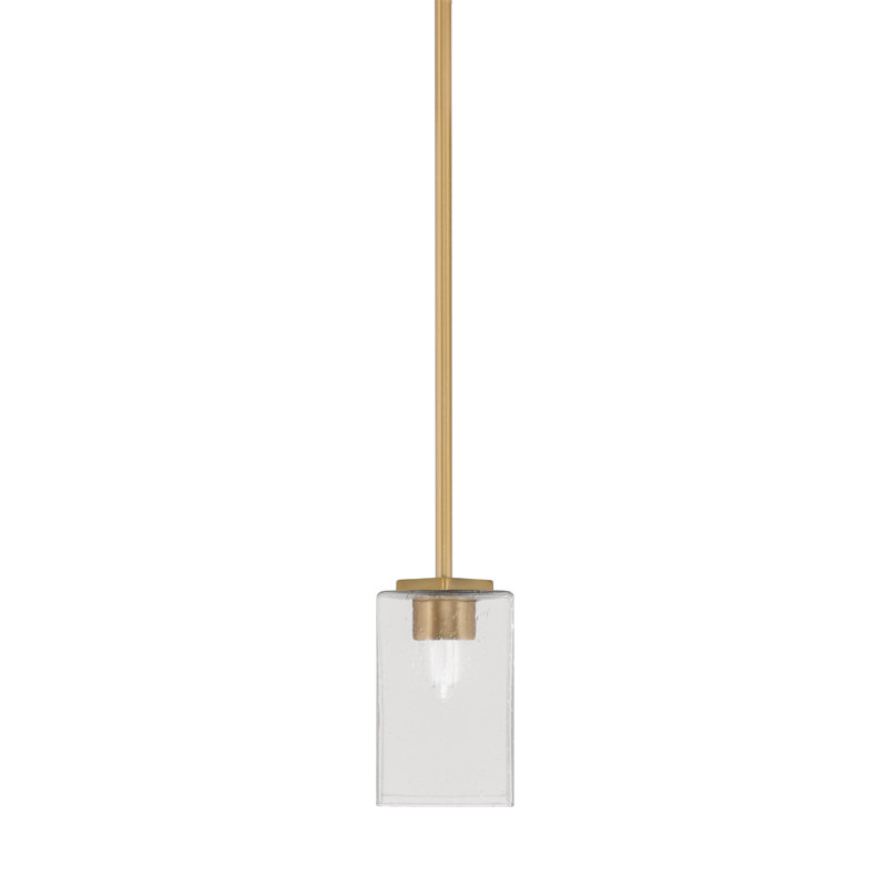 Mini-luminaire suspendu avec tige en verre Fausley, Laiton, Transparent, Transparent