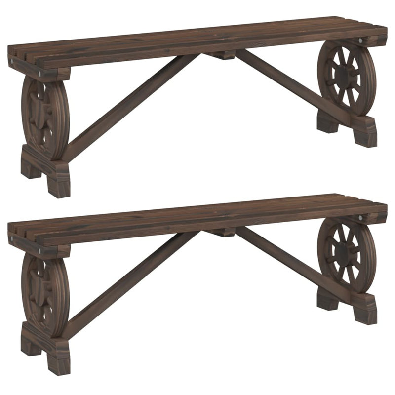 Reinold Solid Wood Outdoor Bench, Dark Brown