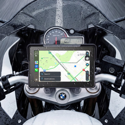 7 Inch Wireless Motorcycle Carplay with Apple Carplay & Android Auto, HD Touchscreen GPS Navigation System with Dual Bluetooth, Siri/Google Voice Assistant, IP67, Compatible with BMW Motorcycles