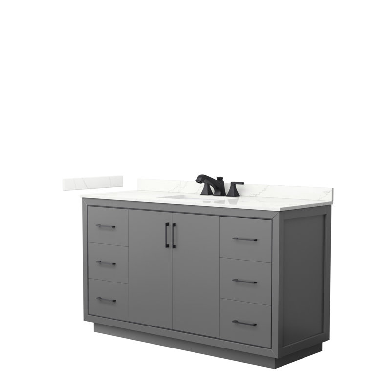 60'' W Single Vanity, Dark Gray, Giotto Quartz, Matte Black