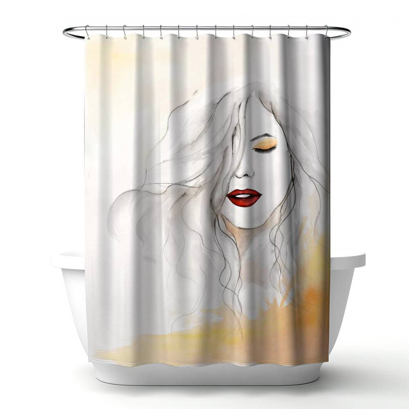 Shower Curtain FI45 – Polyester Shower Curtain, Dye Sublimation Print, 71" W × 74" L