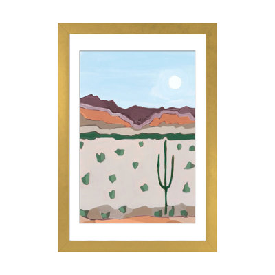 Lune sur cactus, 2023 - reproduction d'art mural - papier d'art encadré