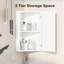 Corner Wall Mounted Bathroom Cabinet with Mirror&LED Light,40x29x60cm, 2 Shelves Single Door Bathroom Mirror Cabinet,Bathroom Storage Unit, Wooden Storage Cupboard for Toilet,Living Room,White