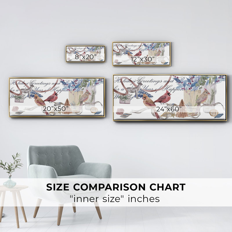 Oiseaux de neige II - toile encadrée, H 20 po x l 50 po
