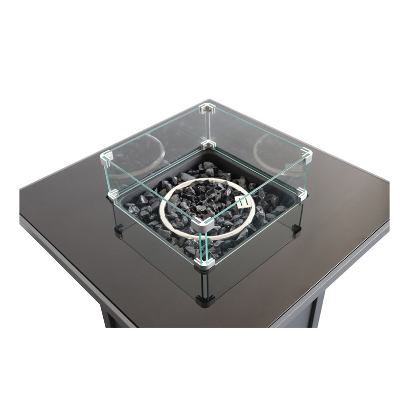 Foyer de table d'extérieur au gaz propane de 25 po de hauteur - 50 000 BTU Processus de sculpture résistant aux températures élevées pour des matériaux écologiques avec l'effet du grain de charbon