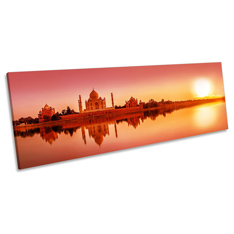 Taj Mahal India Sunset - Wrapped Canvas Panoramic Print, 30.48cm H x 91.44cm W