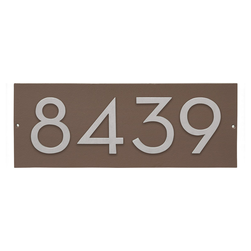 Floating 1-Line Wall Address Plaque, White, Black