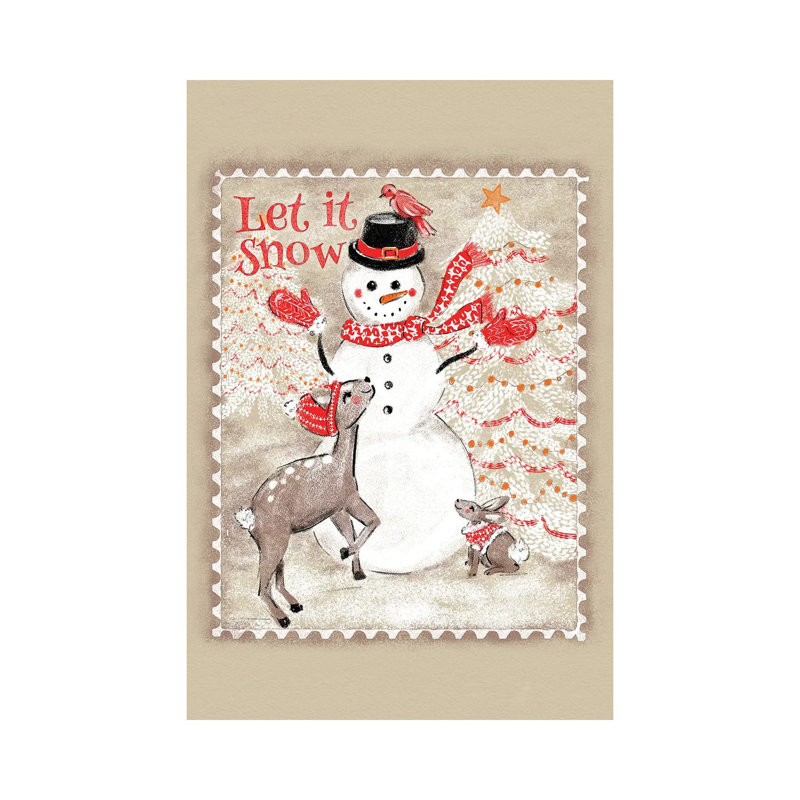 Let It Snow Snowman Postage Stamp 1 Piece Wrapped Canvas Wall Art, 101.6 cm H x 66.04 cm W x 1.91 cm D