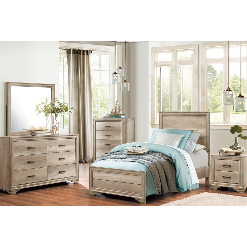 Lit simple d'apparence naturelle avec finition naturelle, Lit simple