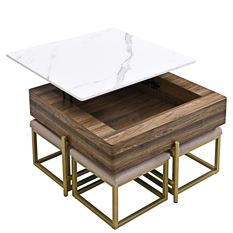 Ensemble de tables basses à plateau relevable avec rangement et repose-pieds