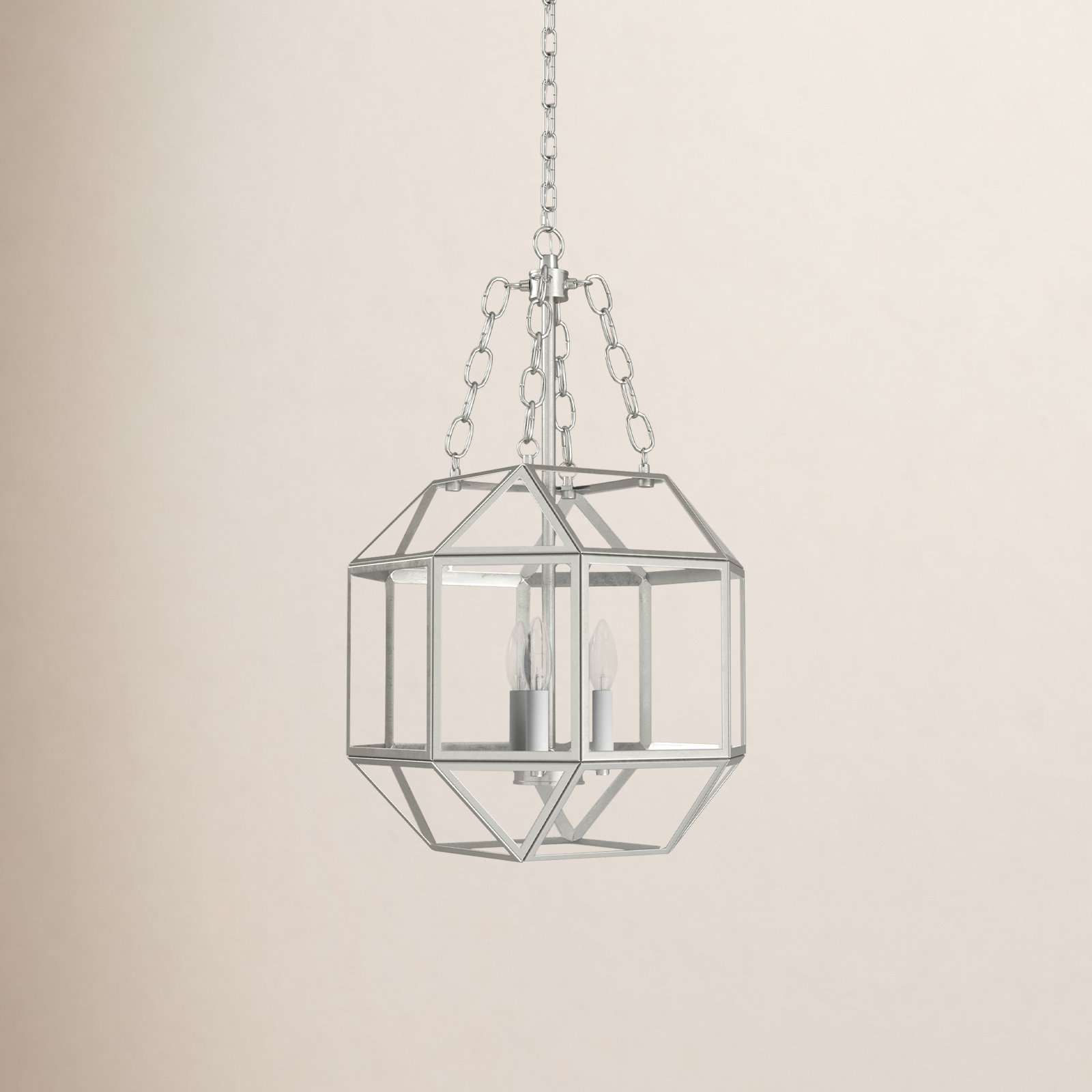 Reid 3 Light Glass Dimmable Pendant, 23.25" H x 13.5" W x 13.5" D, Clear, Brushed Nickel