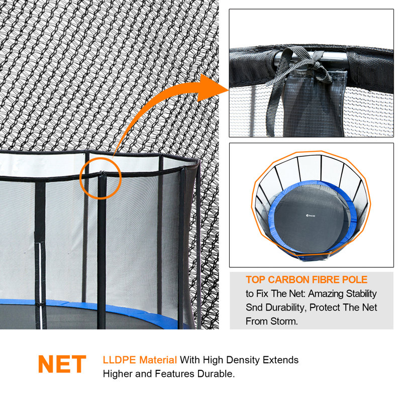 15 FT Blue Round Trampoline with Enclosure and Ladder