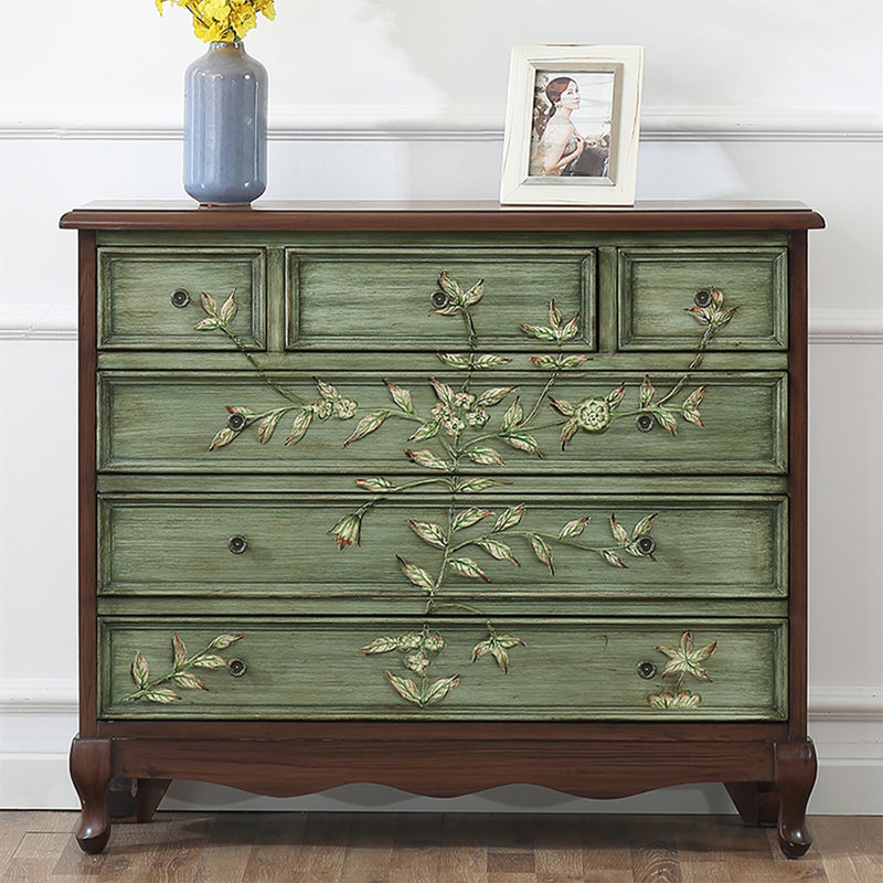 Console verte et bois manufacturé vert