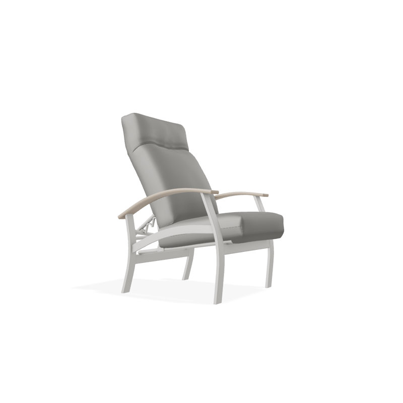 Chaise de patio inclinable avec coussins Askar, Salée, Désert P60, Neige texturée
