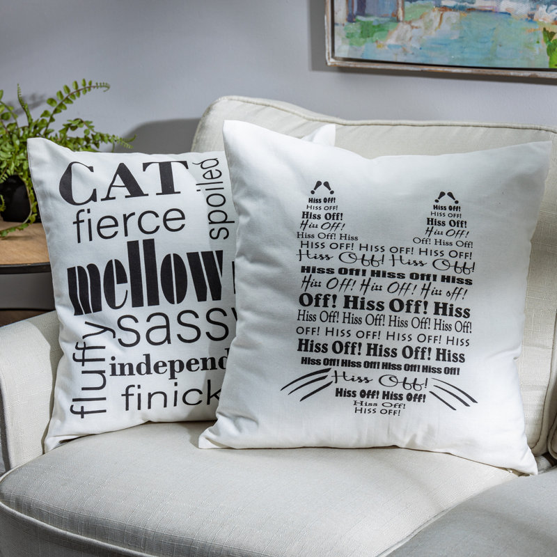 Set of Two 17.7-in L Indoor/Outdoor Decorative Cat Themed Accent Pillows
