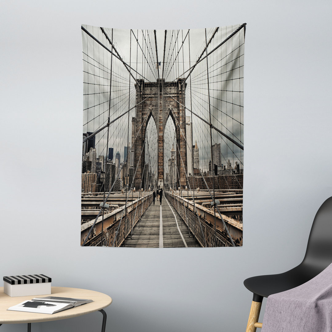 Wandteppich, Brooklyn Bridge Sight, Beige Braun