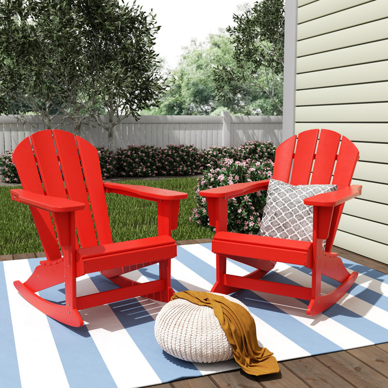 Laguna Rocking Outdoor Adirondack Chair, Red