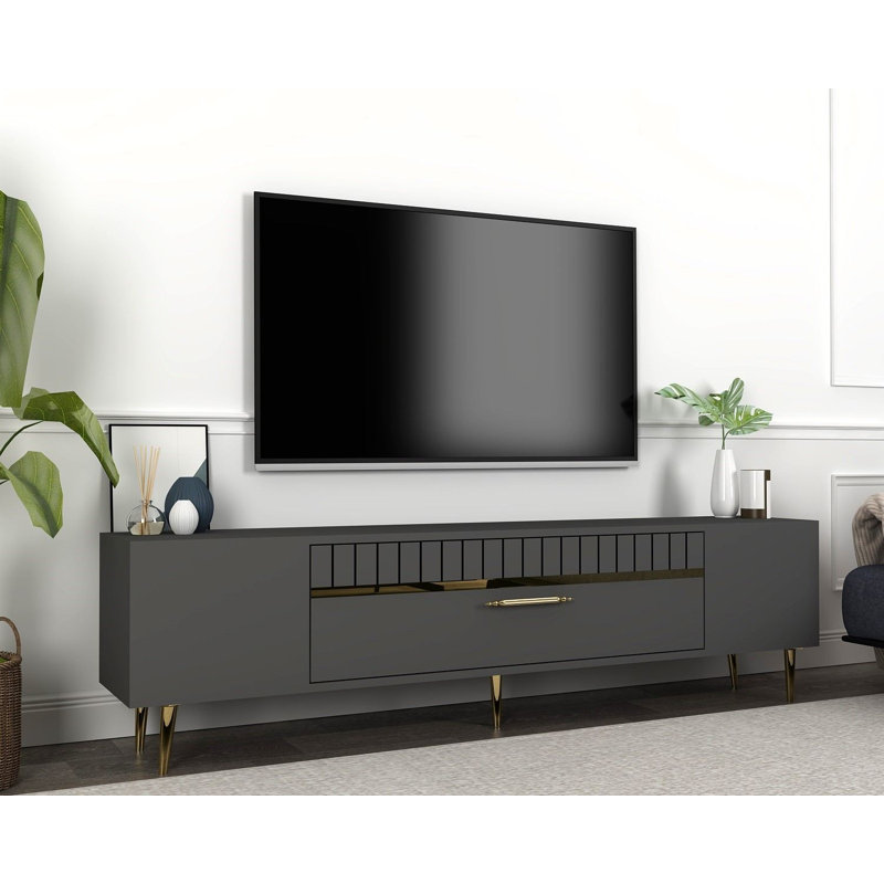 Olivia TV Stand, Grey/Gold, 150cm