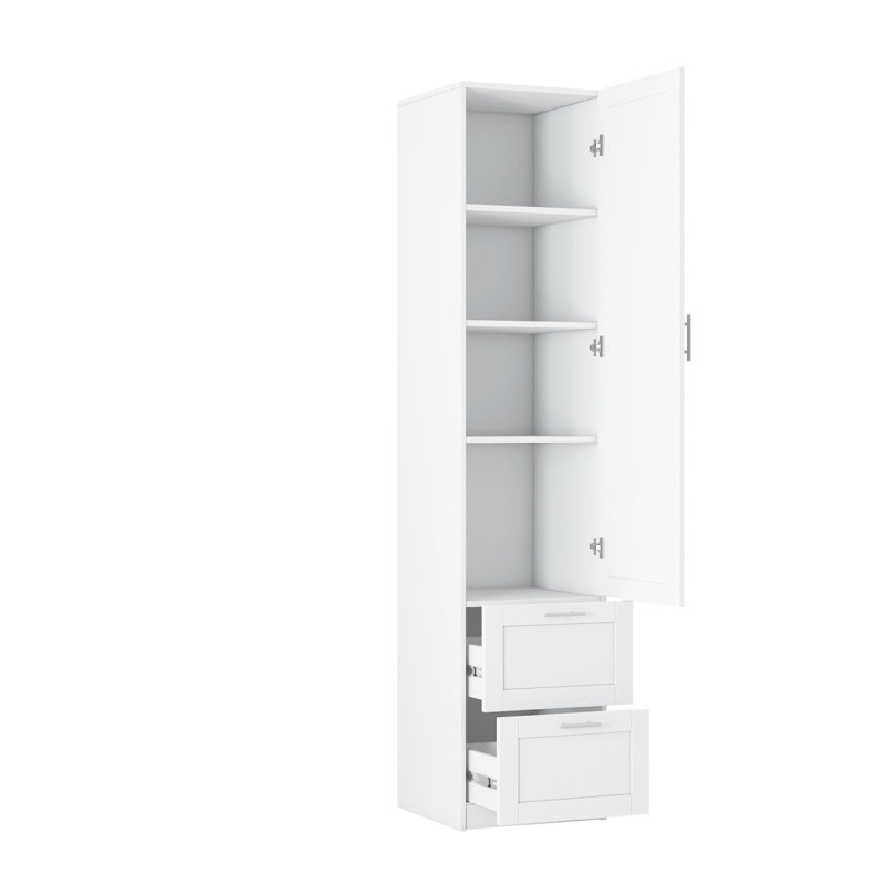 Standard Kitchen Pantry,Tall Cabinet,Freestanding Cabinet With  One Door  And Two Drawers For Kitchen, Dining Room, White