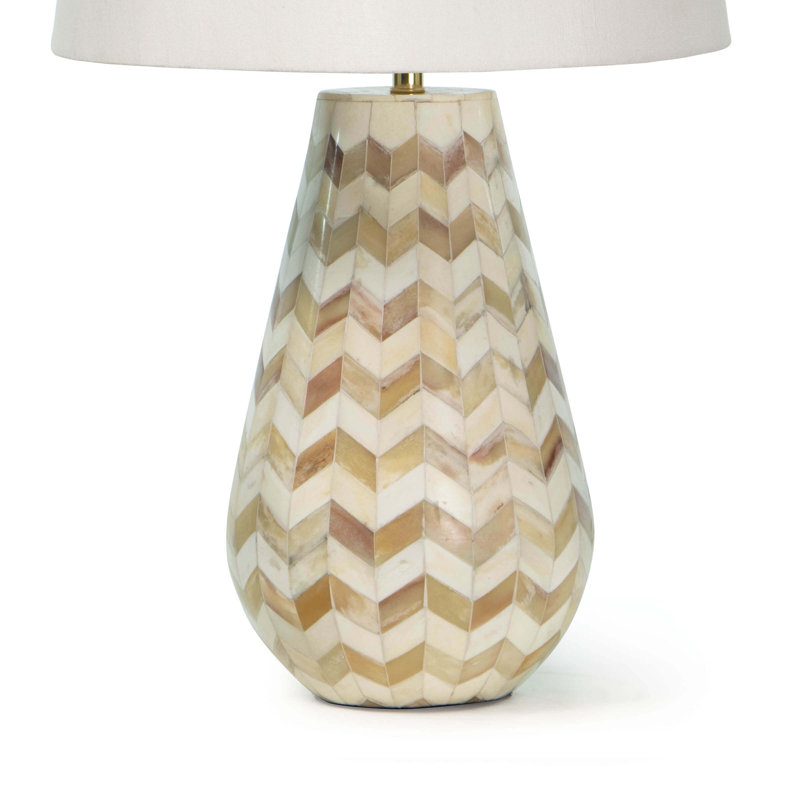Cassia Chevron Table Lamp, Brown Genuine Leather