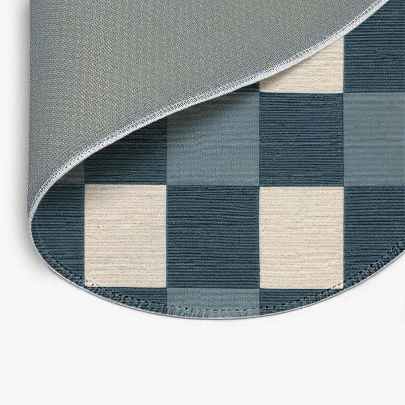 Tapis d'intérieur et d'extérieur à carreaux vert, Rond 5 pi
