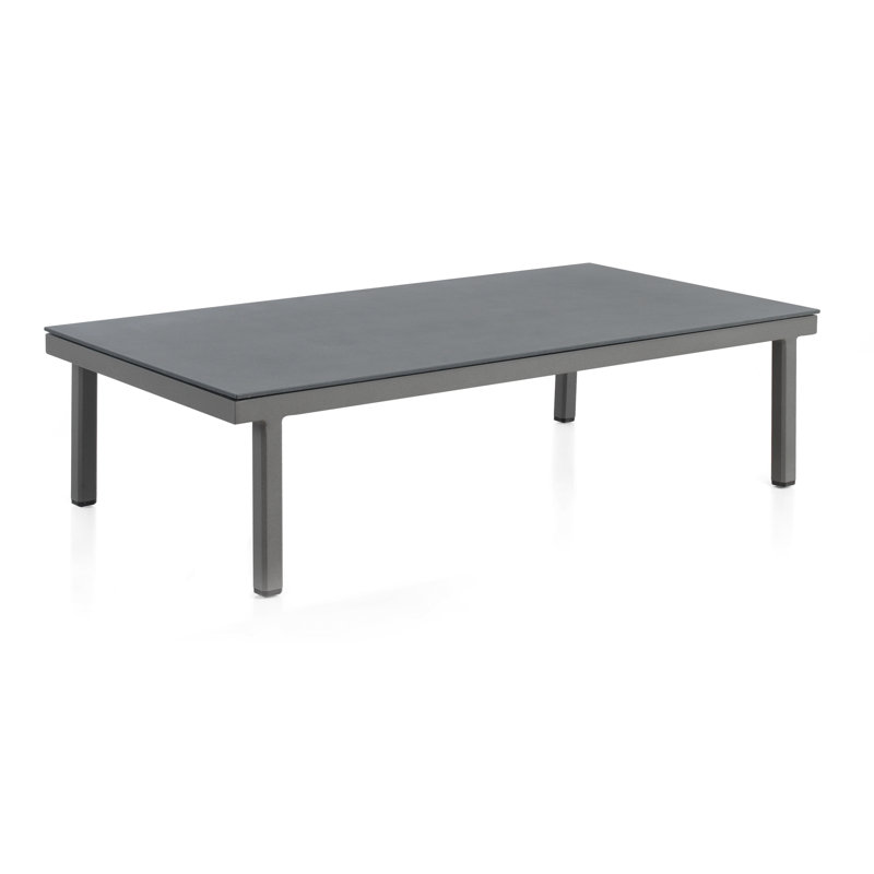Anner Rectangular Glass Metal Outdoor Coffee Table - 130 cm W 70 cm D