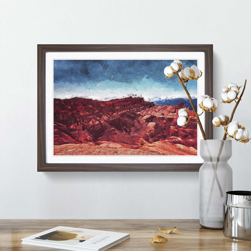 Sunset over Death Valley in California - Picture Frame Painting Print, 36cm H x 48cm W x 2cm D, Walnut Framed