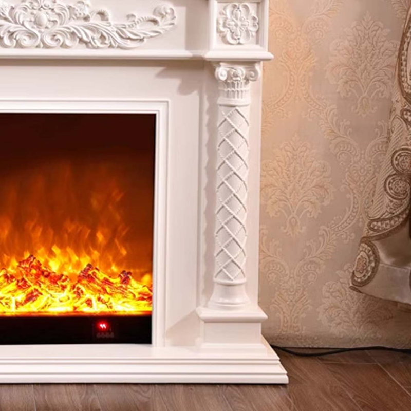 American Vintage Style Carved Decorative fireplace, White