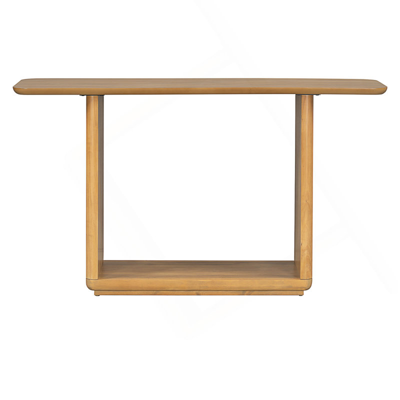 Elegant Minimalist Console Table With Curved Corners,Natural Wood Veneer,U-Base Design For Easy Placement ,Perfect For Displaying Your Treasures,Simple Assembly