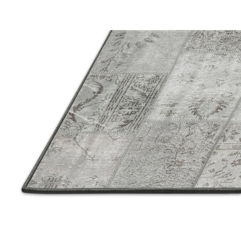 Tapis contemporain gris / beige, Rectangle 2 pi x 5 pi