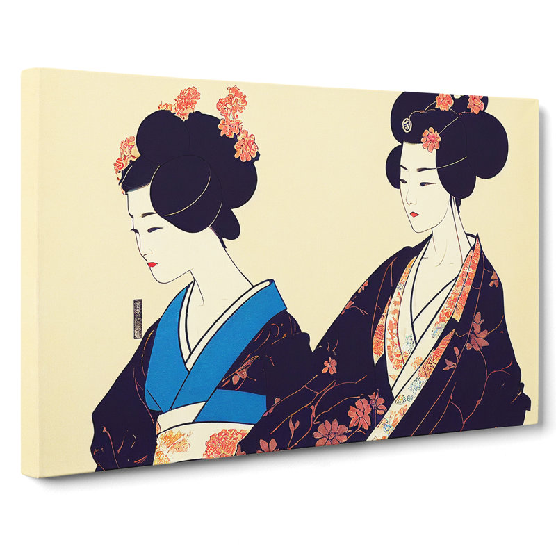 Two Vintage Geisha - Wrapped Canvas, 35cm H x 50cm W x 3cm D