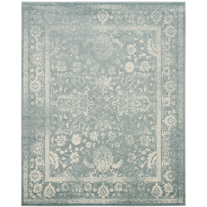 Nuss Oriental Slate/Ivory Area Rug, Rectangle 12' x 18'