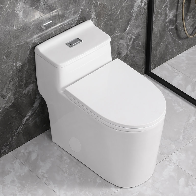 Toilette haute de hauteur confortable 17,3 po Yingze, cuvette allongée une pièce à double chasse écoénergétique, siège à fermeture en douceur UF, blanc