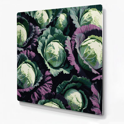 Vegetables Cabbage Savoy Black Metal Wall Art