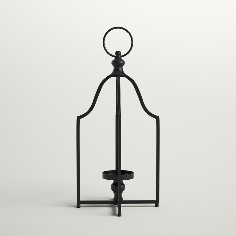 Porte-lanterne en fer, H 22 po x l 10,5 po x P 10,5 po, Noir, 1
