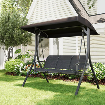 Balancelle d'extérieur robuste à 3 places pour patio - auvent réglable imperméable, coussins, structure en acier, accoudoirs confortables - parfait pour le porche, le jardin, la pelouse, le balcon