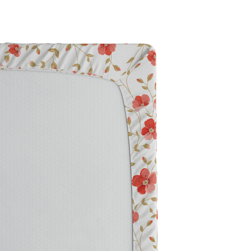 Microfiber Fitted Sheet, Twin Fitted Sheet, Dark Coral Floral 2