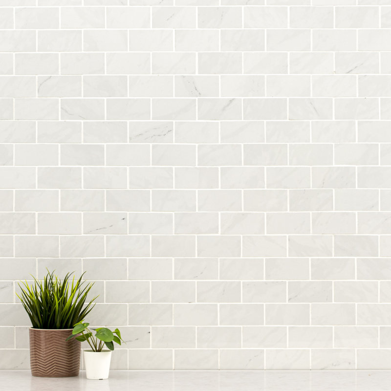 Azira 12 in. x 12 in. Polished Porcelain Mosaic Subway Floor and Wall Tile, Polare