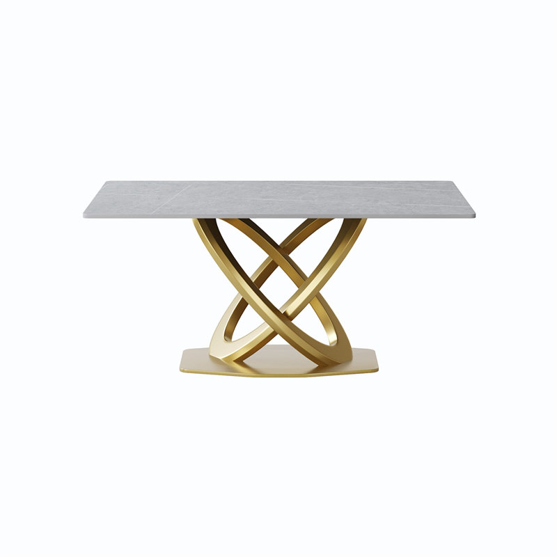 Ruoxi Stone Top Dining Table, 63" L x 35.43" W, Gray