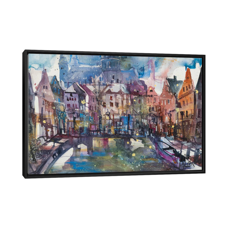 «Amsterdam» par Andreas Mattern, impression sur toile tendue, Toile avec cadre noir, H 18 po x l 26 po x P 1,5 po